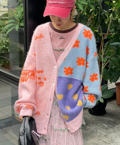 【HELLO.SANFRANCISCO/ハローサンフランシスコ】提花拼接愛心紐扣開衫