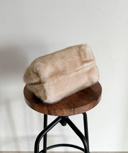 仿貂絨兩用方形托特包