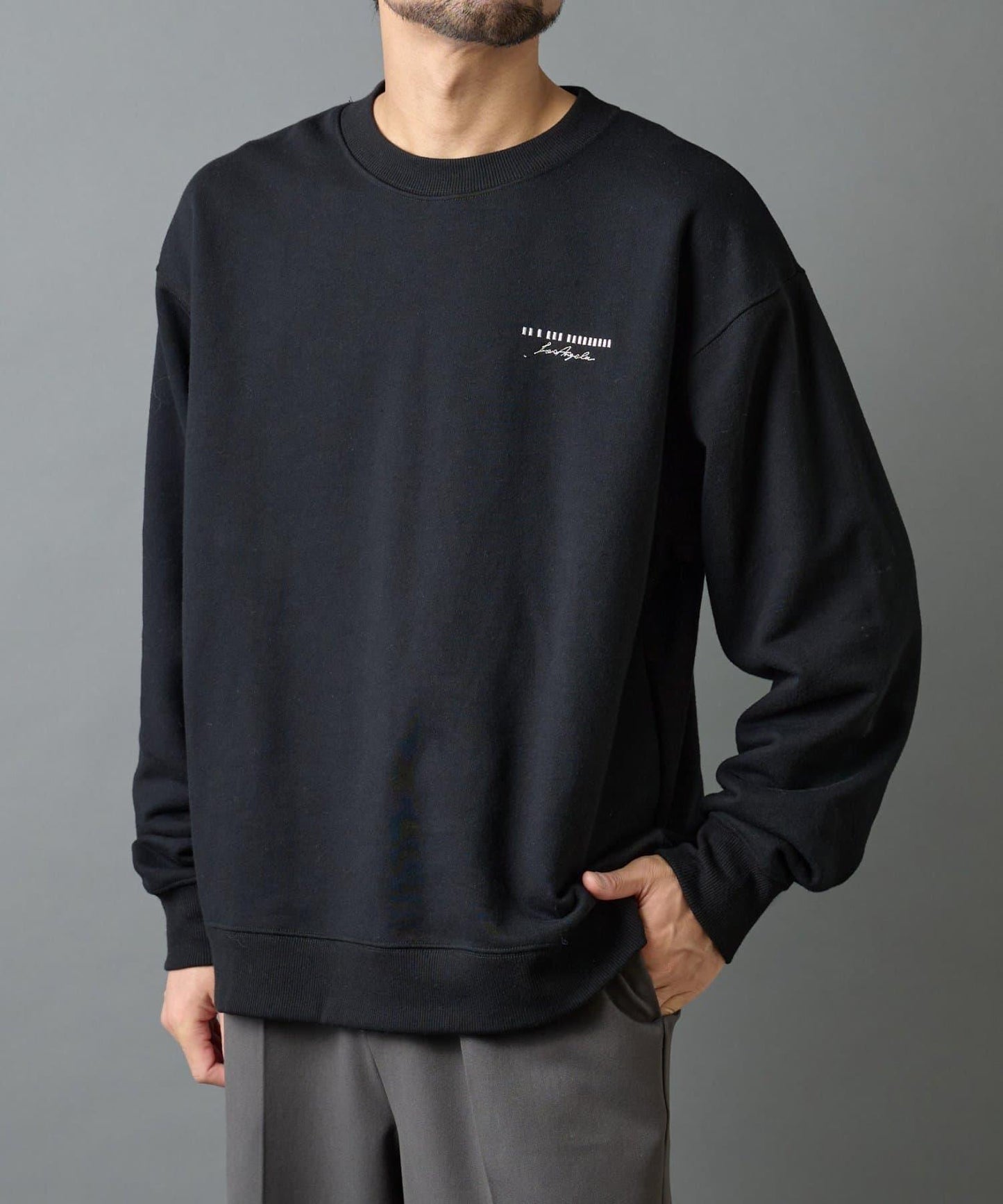 條形碼刺繡圓領衛衣