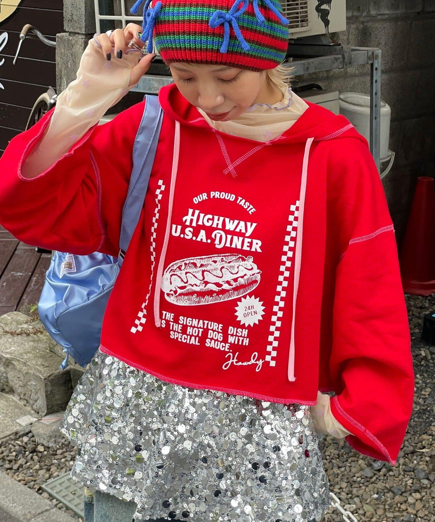 【HELLO.SANFRANCISCO/ハローサンフランシスコ】植絨星星圖案透視上衣