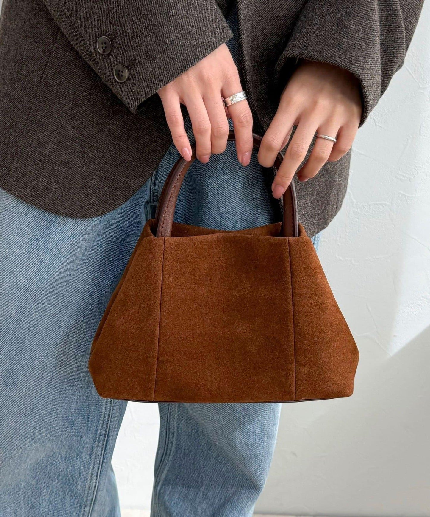 仿麂皮迷你托特包