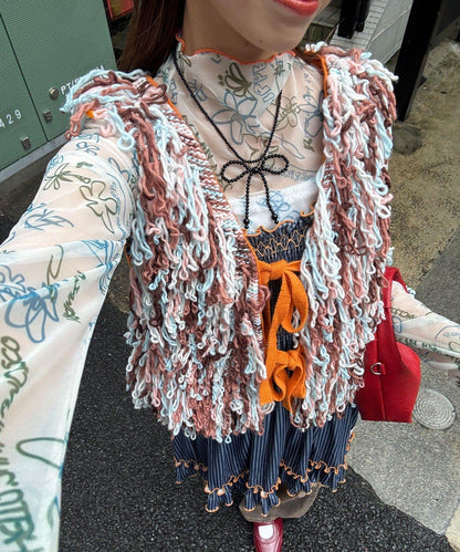 【HELLO.SANFRANCISCO/ハローサンフランシスコ】彩色流蘇緞帶馬甲