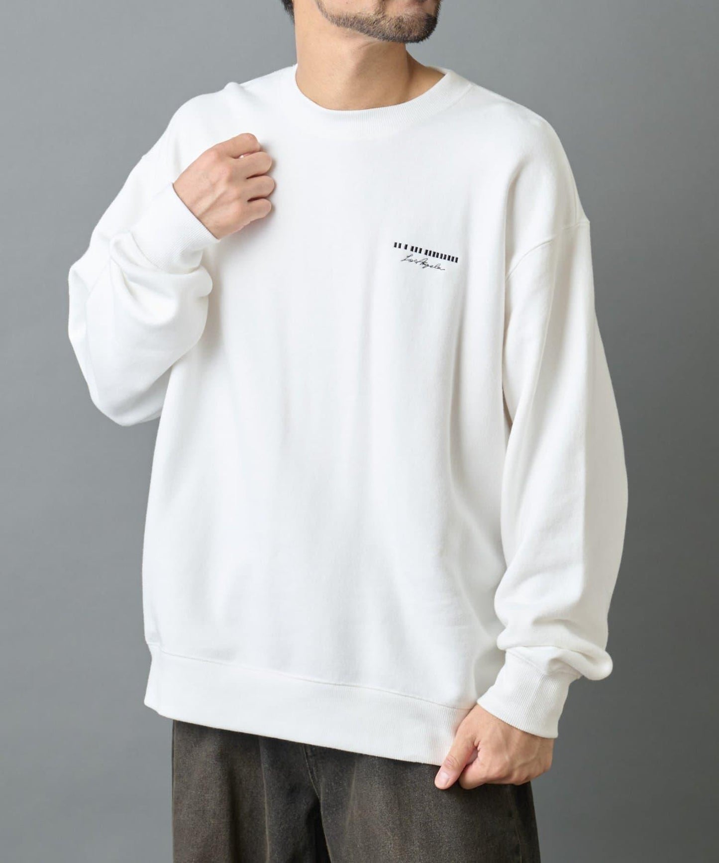 條形碼刺繡圓領衛衣