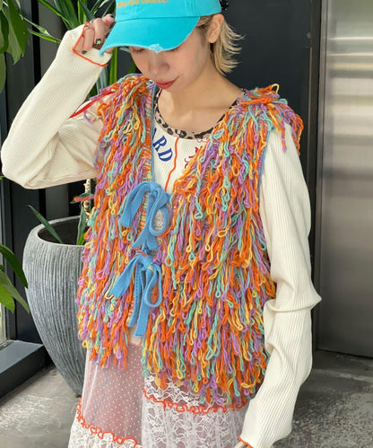 【HELLO.SANFRANCISCO/ハローサンフランシスコ】彩色流蘇緞帶馬甲