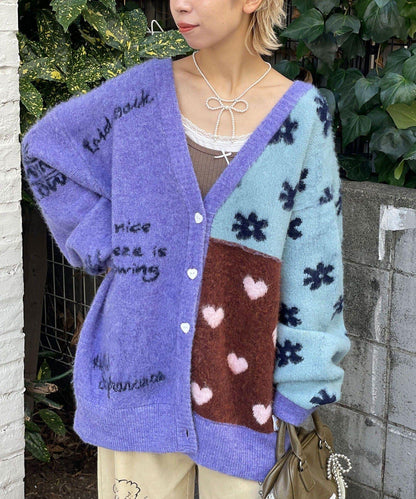 【HELLO.SANFRANCISCO/ハローサンフランシスコ】提花拼接愛心紐扣開衫