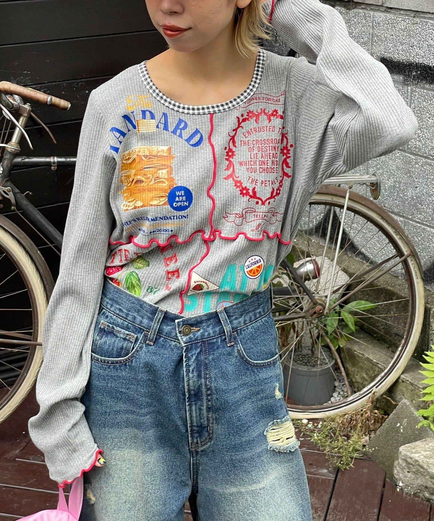 【HELLO.SANFRANCISCO/ハローサンフランシスコ】拼接印花上衣