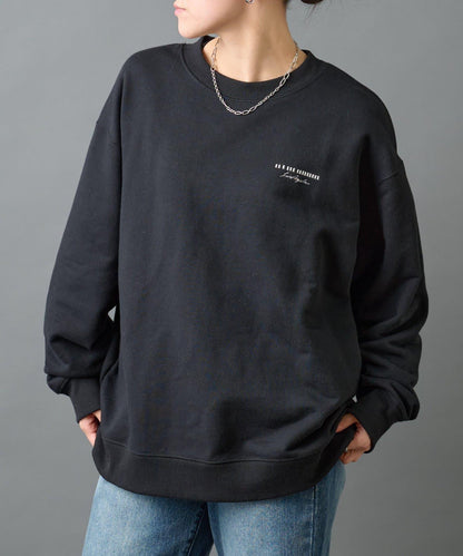 條形碼刺繡圓領衛衣