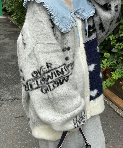 【HELLO.SANFRANCISCO/ハローサンフランシスコ】提花拼接愛心紐扣開衫