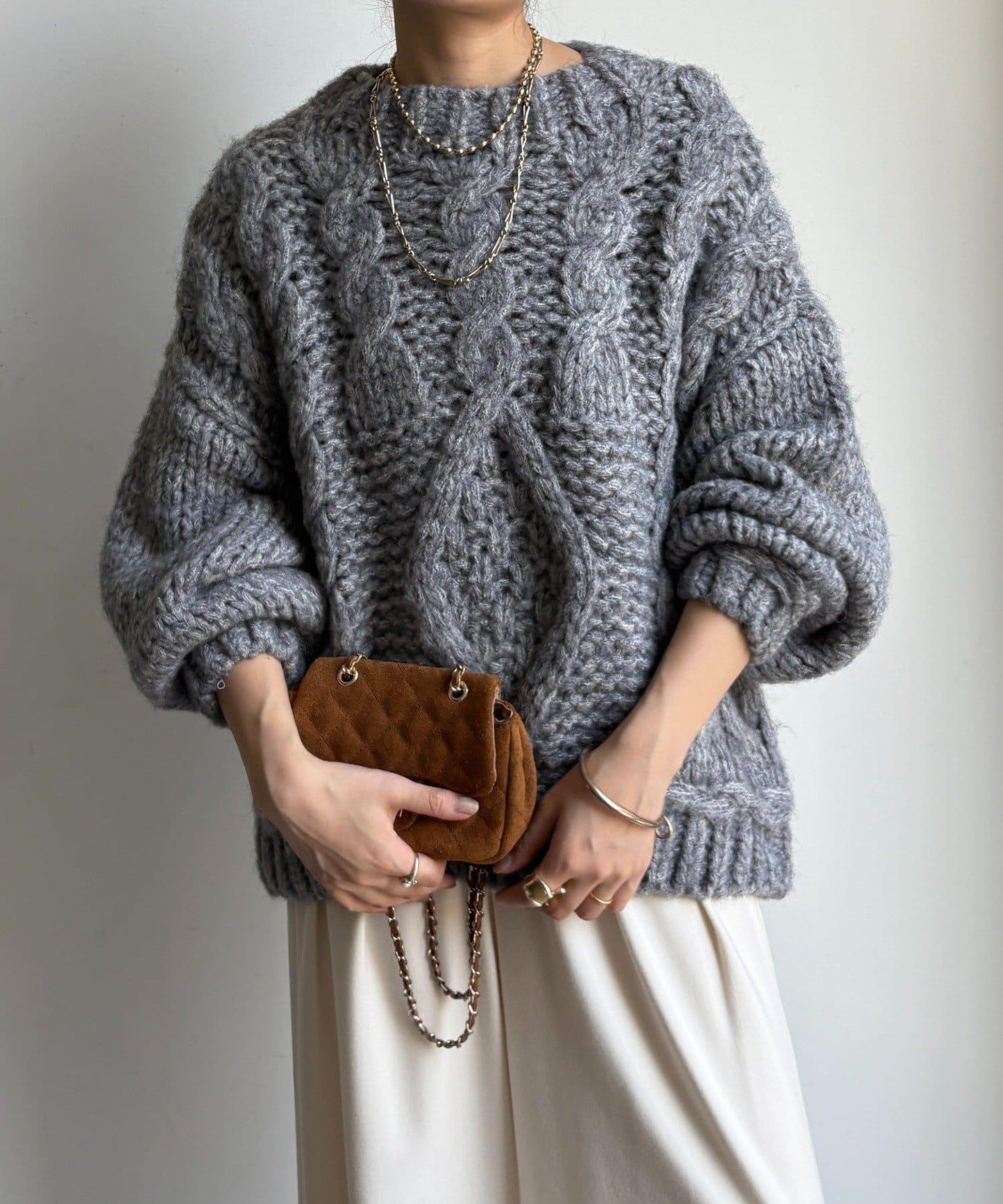 粗針織麻花毛衣