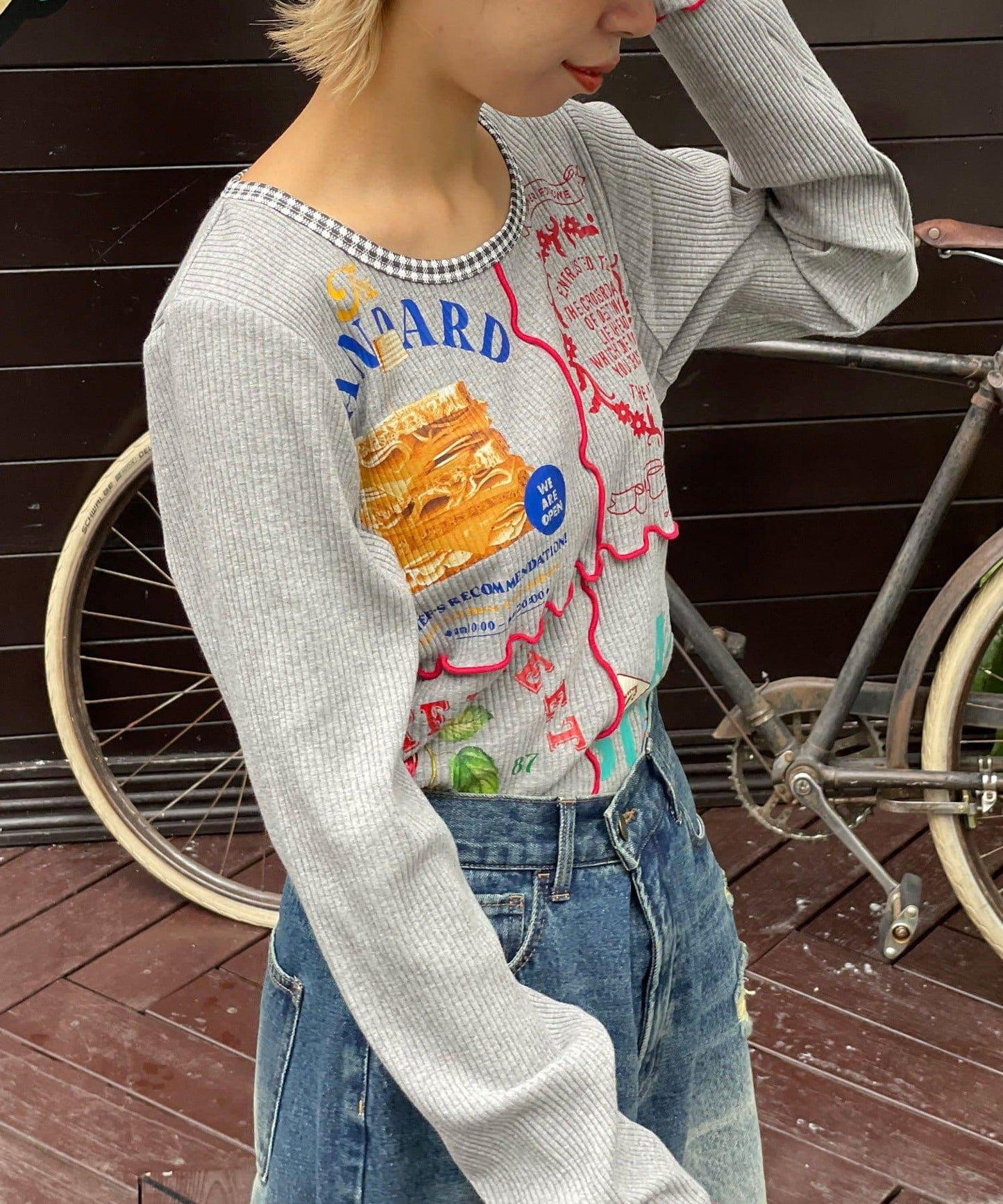 【HELLO.SANFRANCISCO/ハローサンフランシスコ】拼接印花上衣