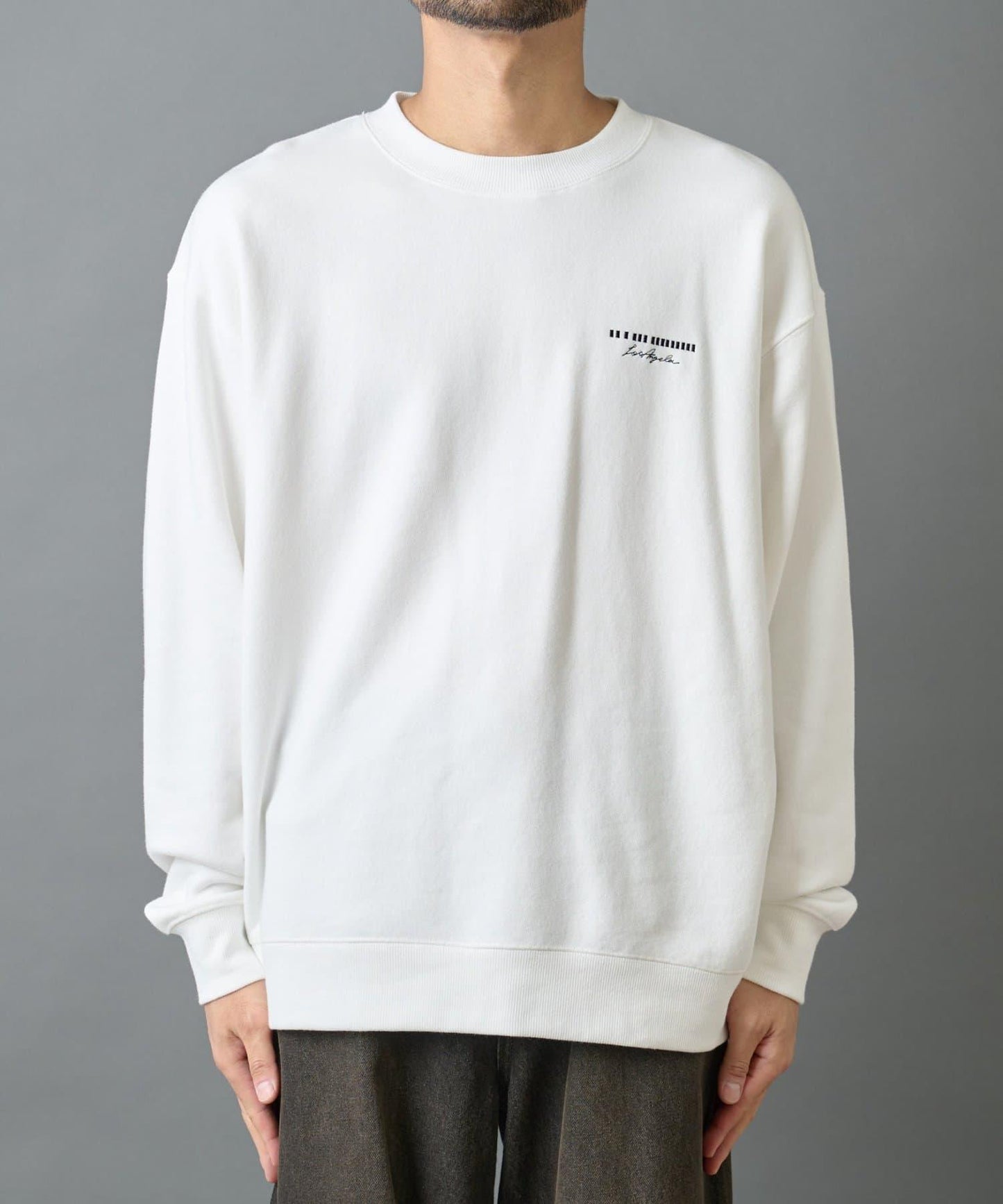 條形碼刺繡圓領衛衣