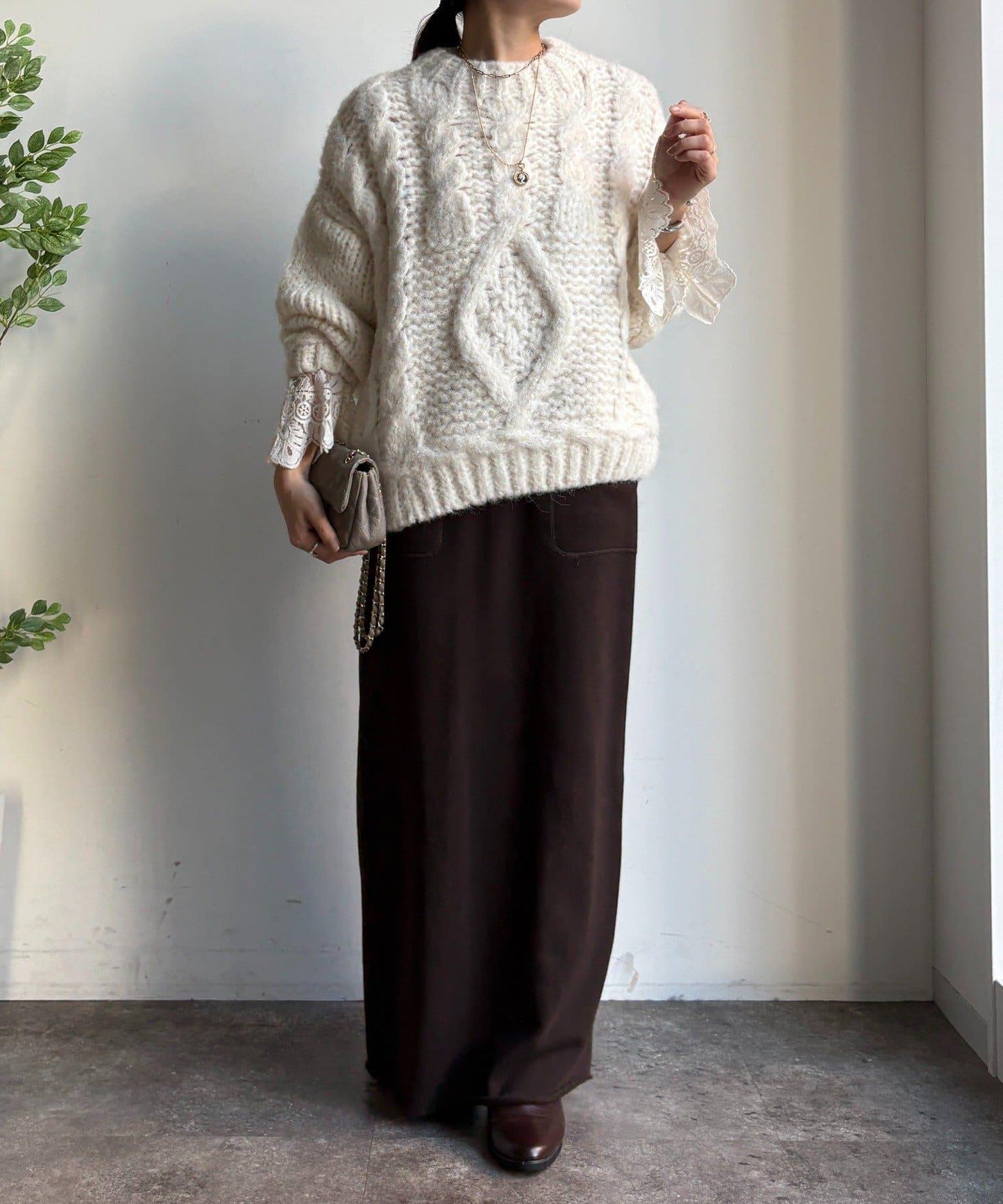 粗針織麻花毛衣