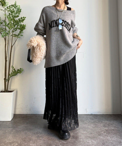 蕾絲拼接半身裙