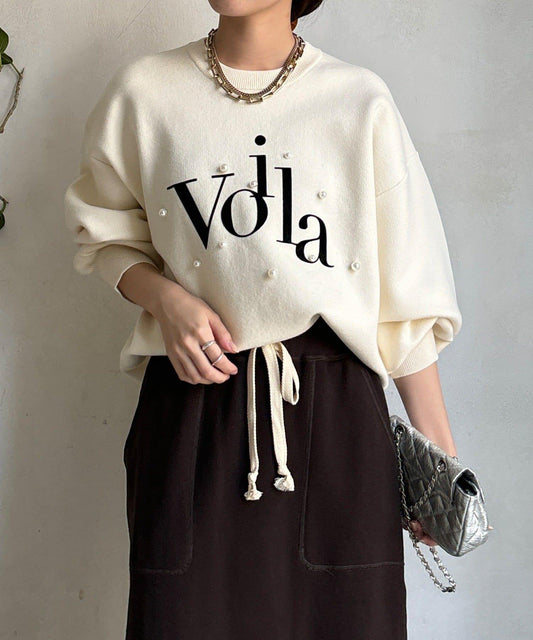 珍珠標誌針織上衣