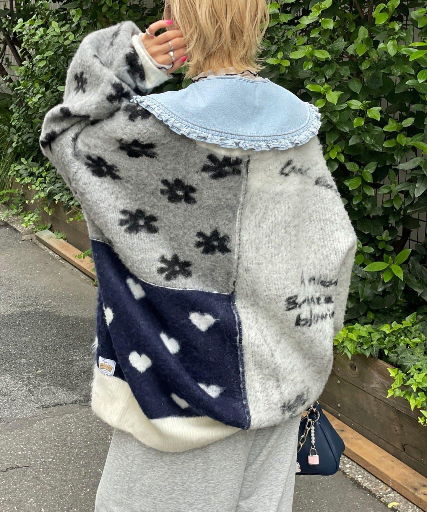 【HELLO.SANFRANCISCO/ハローサンフランシスコ】提花拼接愛心紐扣開衫