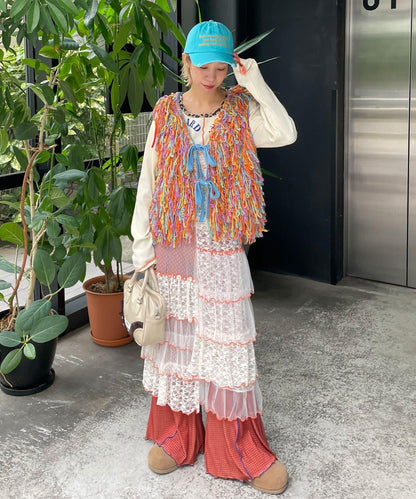 【HELLO.SANFRANCISCO/ハローサンフランシスコ】彩色流蘇緞帶馬甲