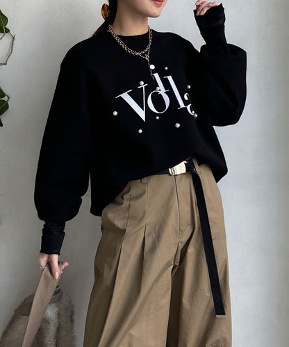 珍珠標誌針織上衣