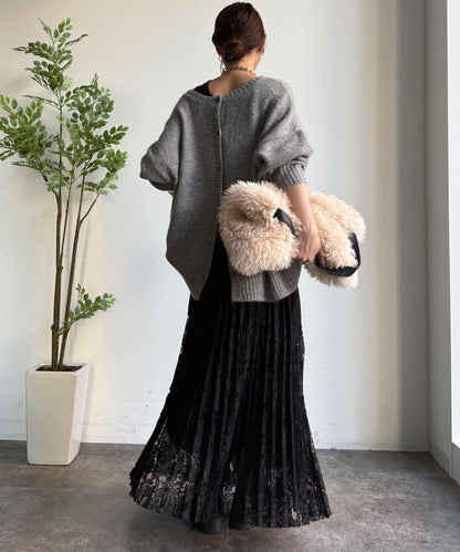 蕾絲拼接半身裙