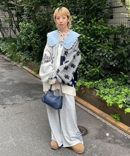 【HELLO.SANFRANCISCO/ハローサンフランシスコ】提花拼接愛心紐扣開衫