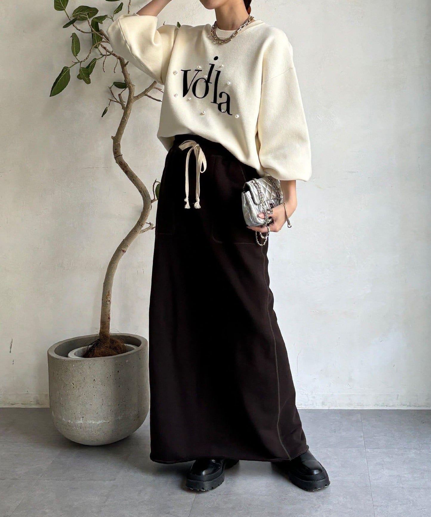 珍珠標誌針織上衣