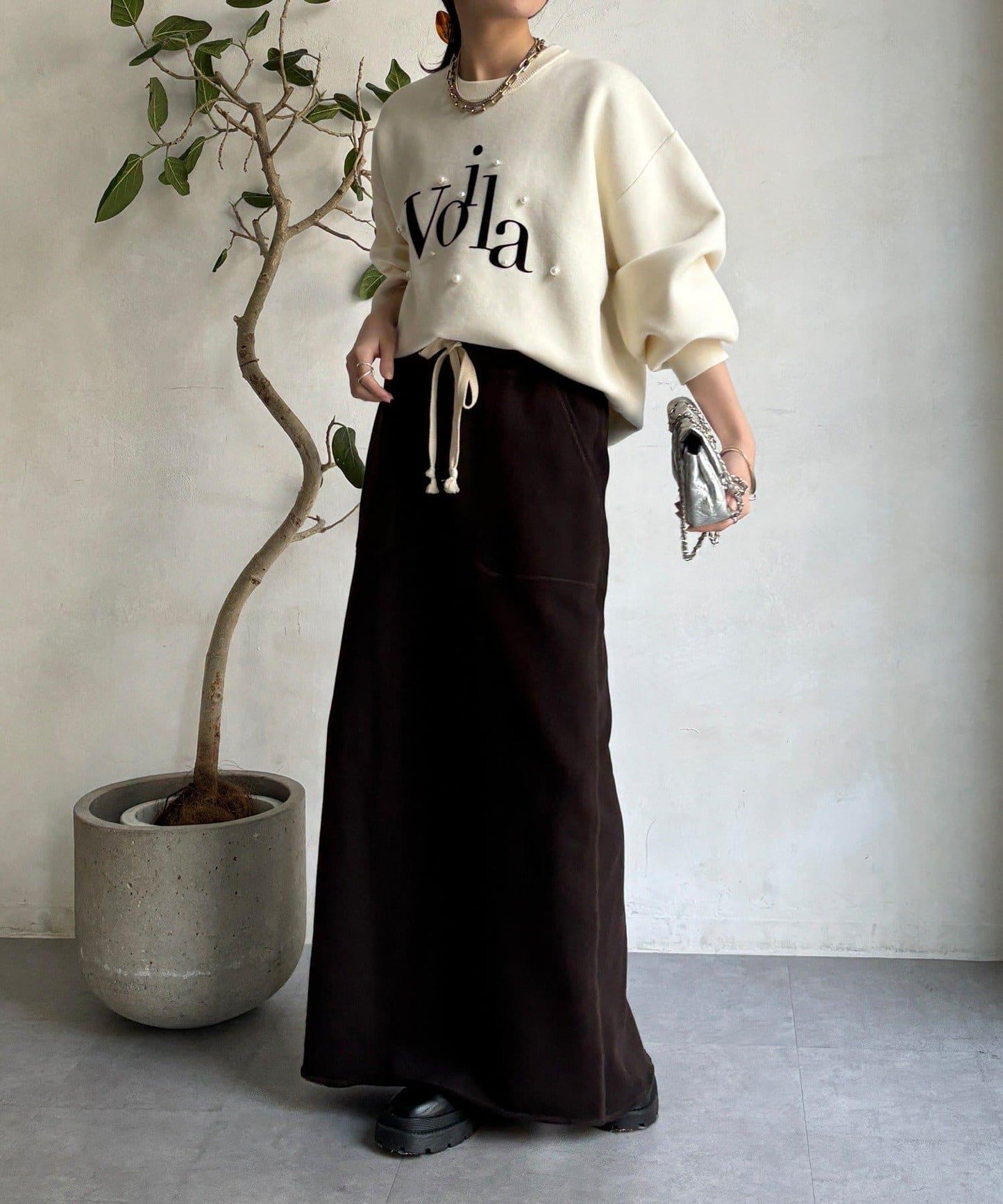 珍珠標誌針織上衣