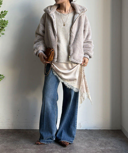 仿貂毛立領毛絨外套