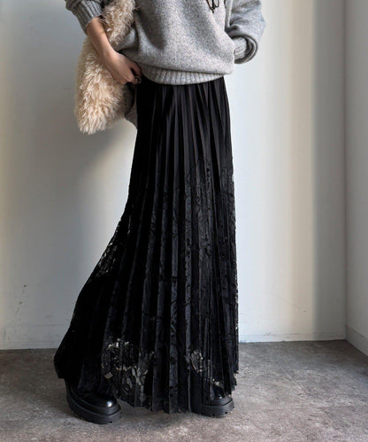 蕾絲拼接半身裙