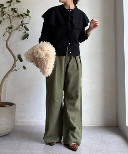 棒領帶披肩開衫