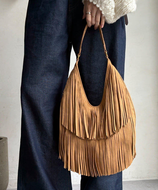 麂皮流蘇半肩包