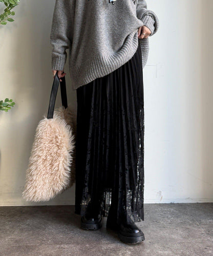 蕾絲拼接半身裙