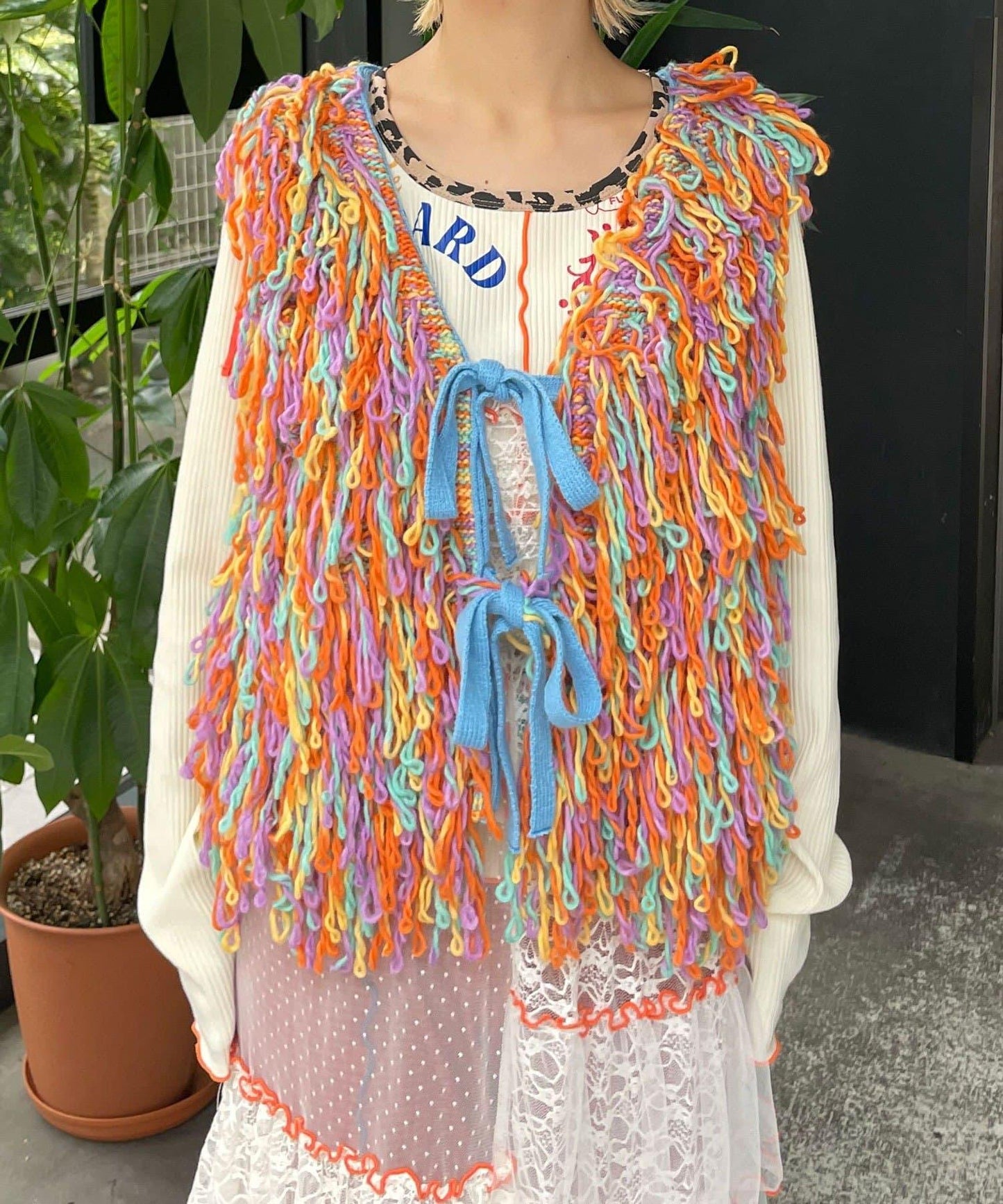 【HELLO.SANFRANCISCO/ハローサンフランシスコ】彩色流蘇緞帶馬甲