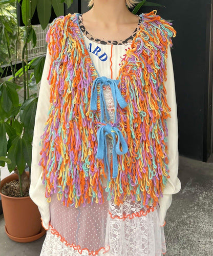 【HELLO.SANFRANCISCO/ハローサンフランシスコ】彩色流蘇緞帶馬甲