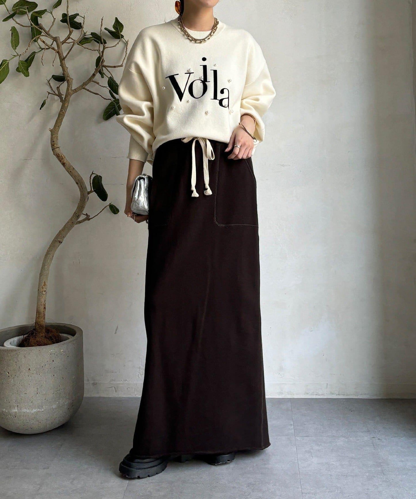 珍珠標誌針織上衣