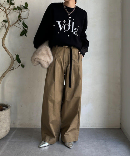 珍珠標誌針織上衣