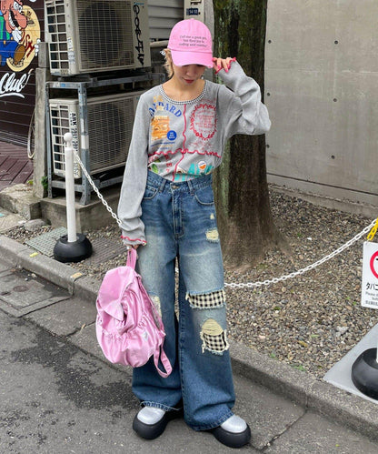 【HELLO.SANFRANCISCO/ハローサンフランシスコ】拼接印花上衣