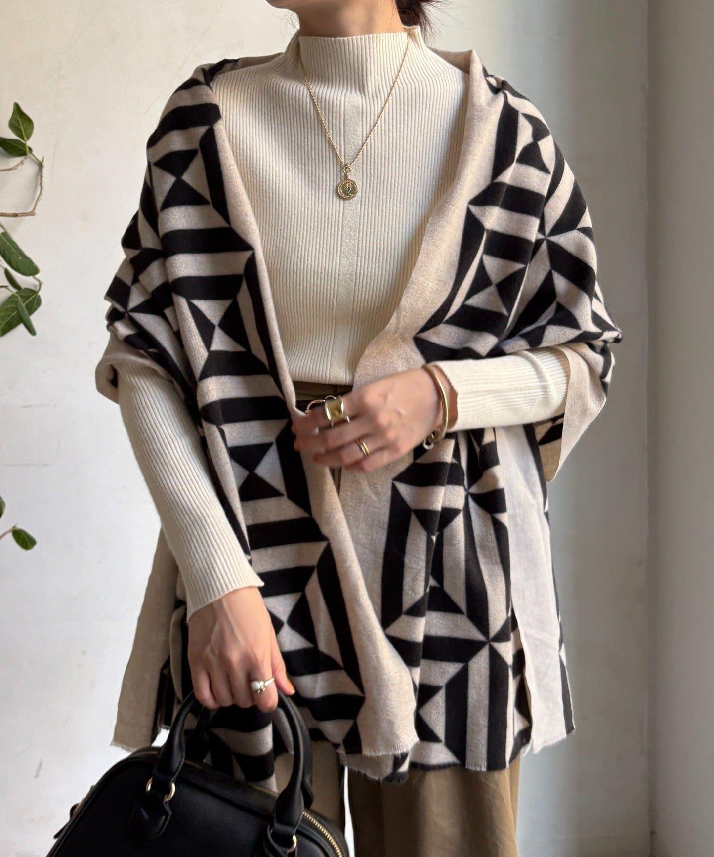 幾何圖案印花圍巾