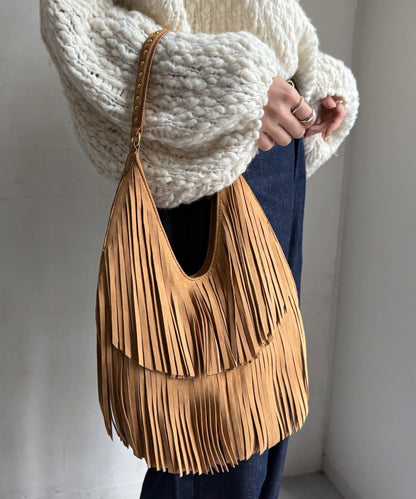 麂皮流蘇半肩包