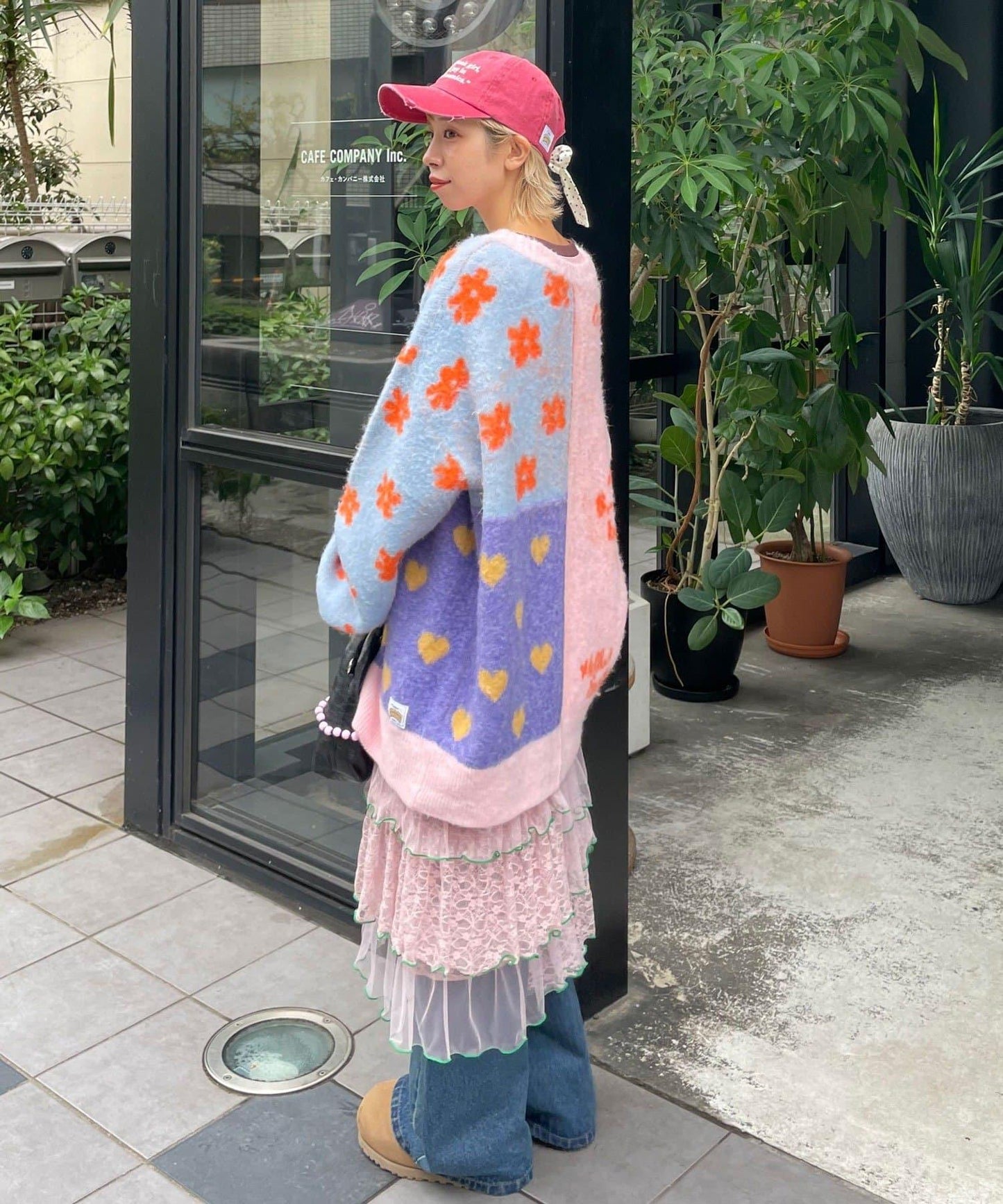 【HELLO.SANFRANCISCO/ハローサンフランシスコ】提花拼接愛心紐扣開衫