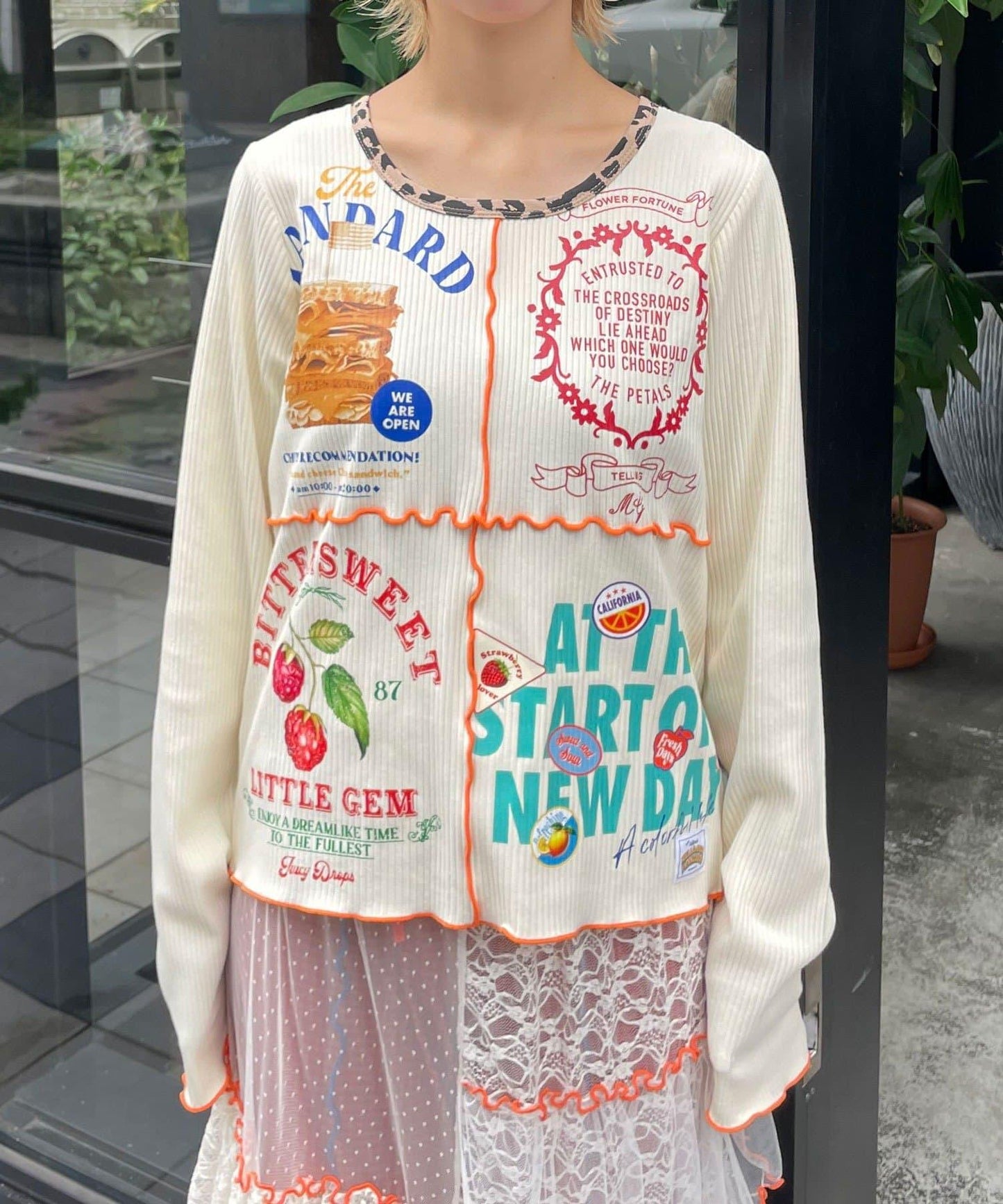 【HELLO.SANFRANCISCO/ハローサンフランシスコ】拼接印花上衣