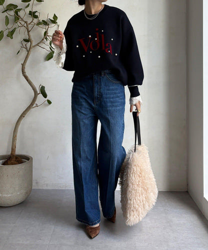 珍珠標誌針織上衣