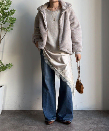 仿貂毛立領毛絨外套