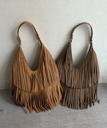 麂皮流蘇半肩包