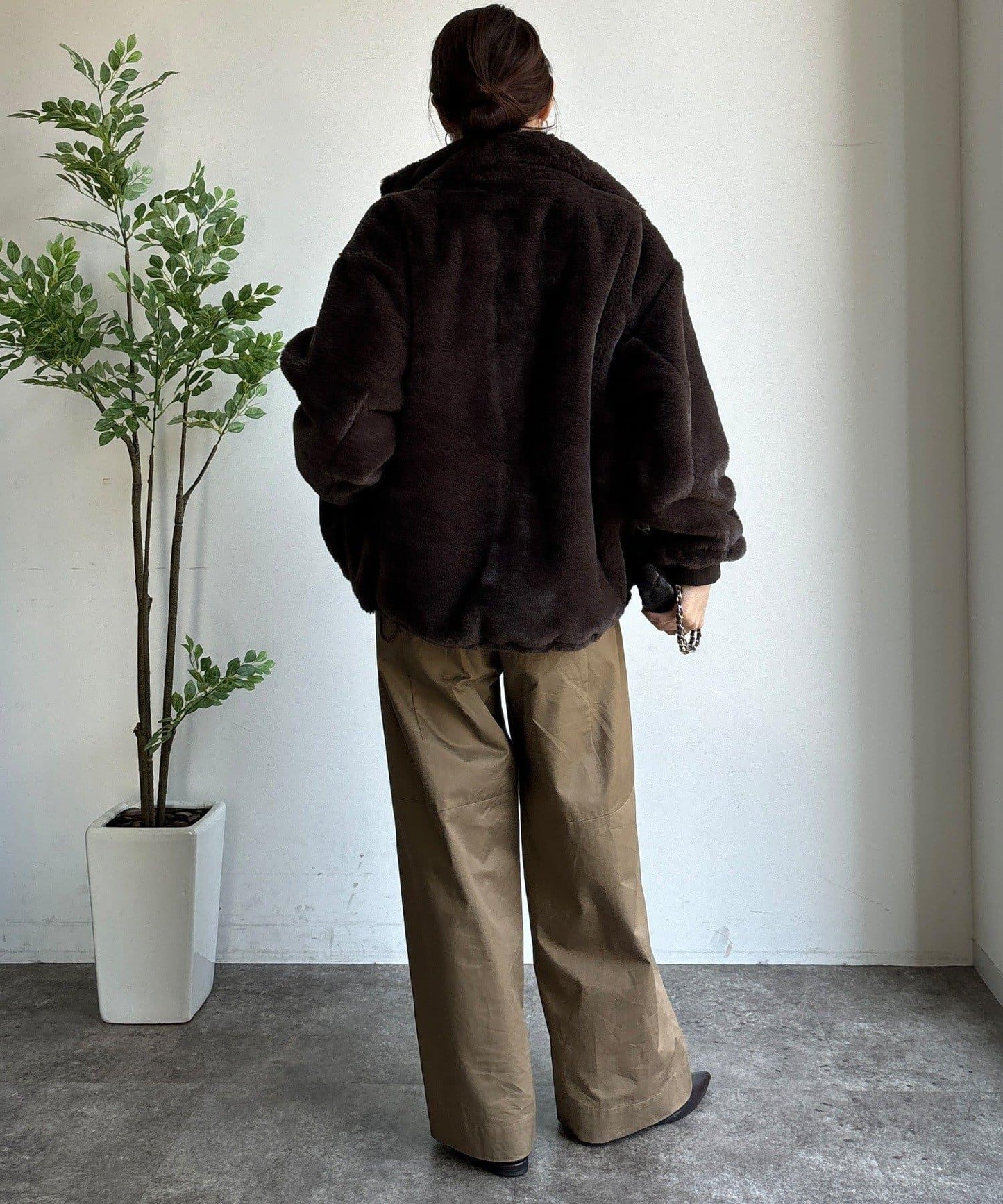 仿貂毛立領毛絨外套