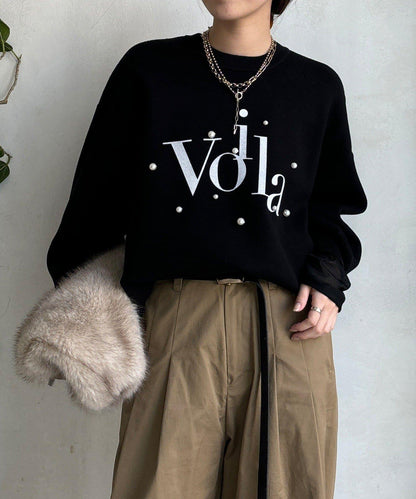 珍珠標誌針織上衣