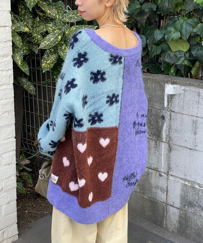 【HELLO.SANFRANCISCO/ハローサンフランシスコ】提花拼接愛心紐扣開衫