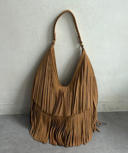 麂皮流蘇半肩包