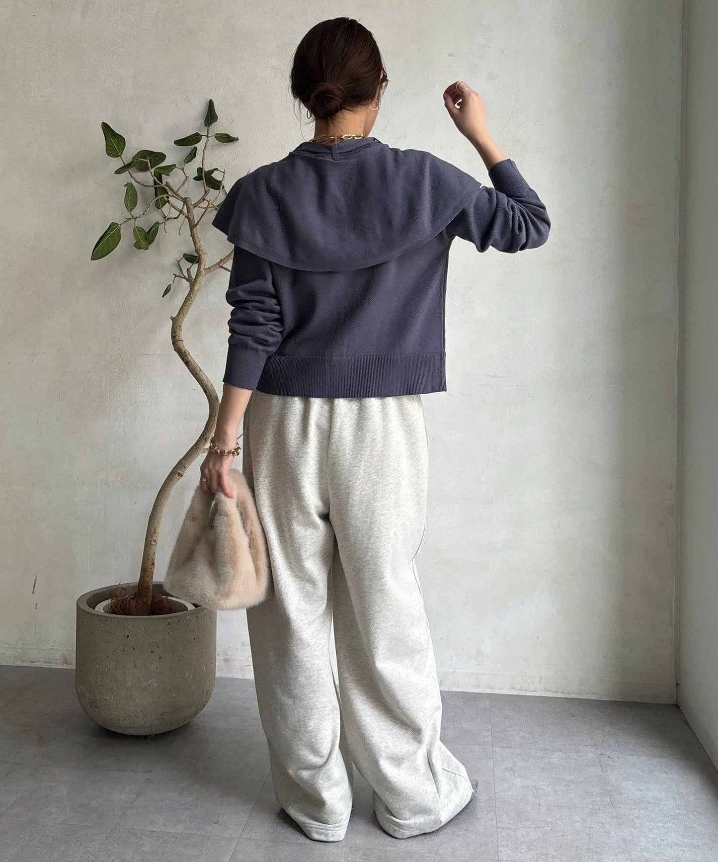 棒領帶披肩開衫