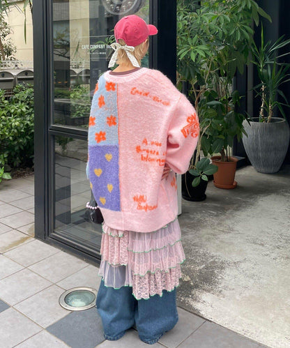 【HELLO.SANFRANCISCO/ハローサンフランシスコ】提花拼接愛心紐扣開衫