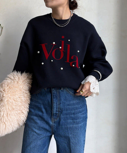 珍珠標誌針織上衣