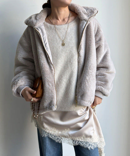 仿貂毛立領毛絨外套